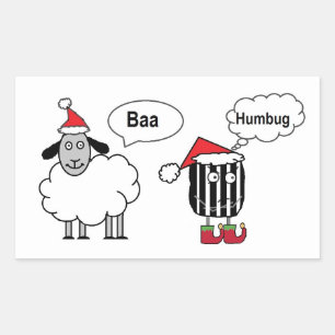 Adesivo Retangular Baa Humbug Funny Festivo Glossy