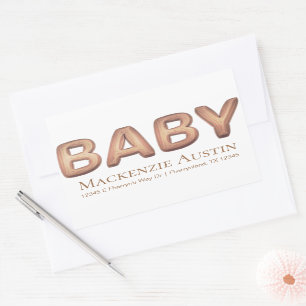 Adesivo Retangular Baby Balloon   Chá de fraldas Elegante Dourado