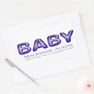 Adesivo Retangular Baby Balloon Royal Violet Purple Chá de fraldas