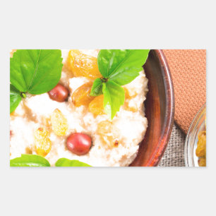 Adesivo Retangular Bacia de madeira velha de farinha de aveia