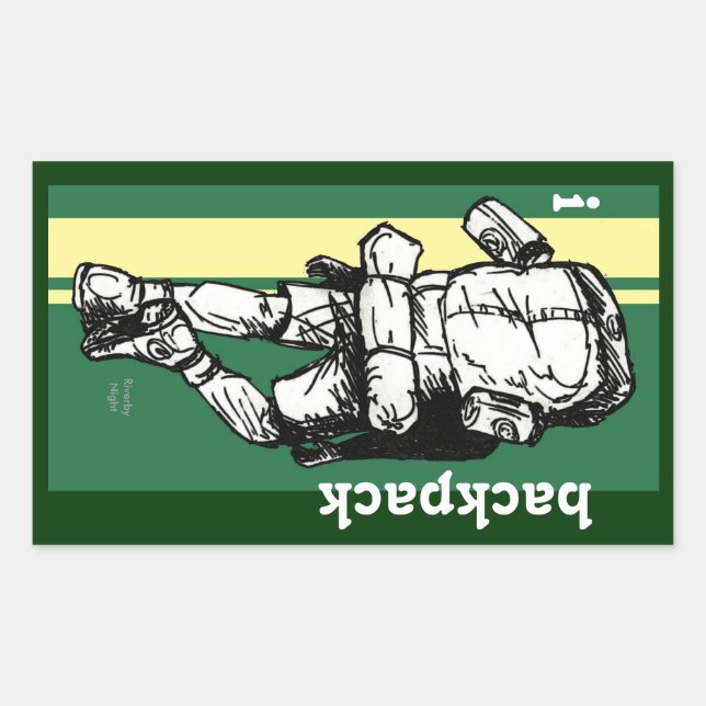 Adesivo Retangular Backpacker (cara) - VerdeAmarelo (Frente)