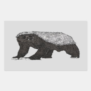 Adesivo Retangular Badass Honey Badger Aearless Attitude Animal Art