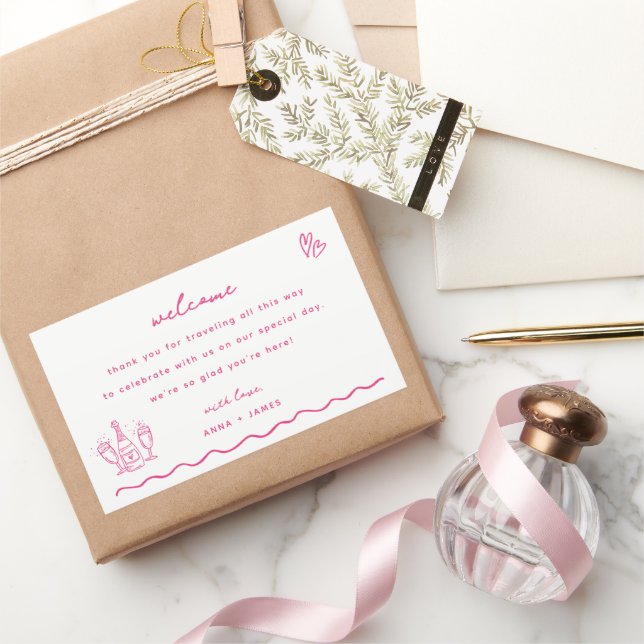 Adesivo Retangular Bag de Boas-vindas do Casamento de Portão Rosa Whi (Presentear)