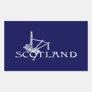 Adesivo Retangular Bagpipes de Scotland, design do Scottish