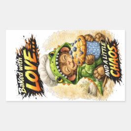 Adesivo Retangular Baked with Love Sticker Cute Dino