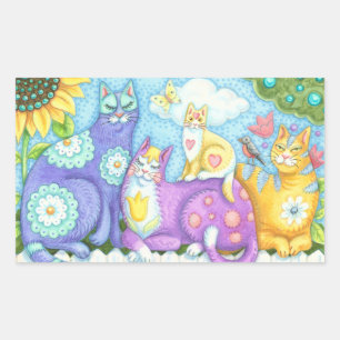 Adesivo Retangular Balão De Gagueiros E Ruros, PATRINHOS DE GATO