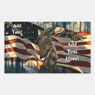 Adesivo Retangular Bald Eagle American Flag Country Road