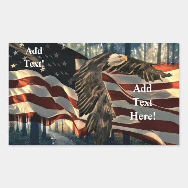 Adesivo Retangular Bald Eagle American Flag Country Road (Frente)