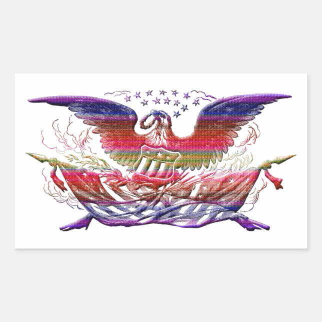 Adesivo Retangular Bald Eagle EUA Flag Americana Patriotic Art (Frente)