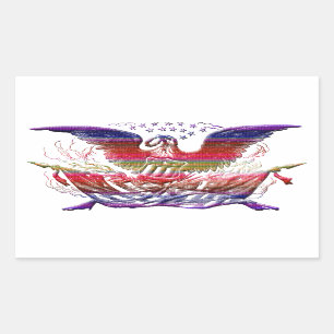 Adesivo Retangular Bald Eagle EUA Flag Americana Patriotic Art