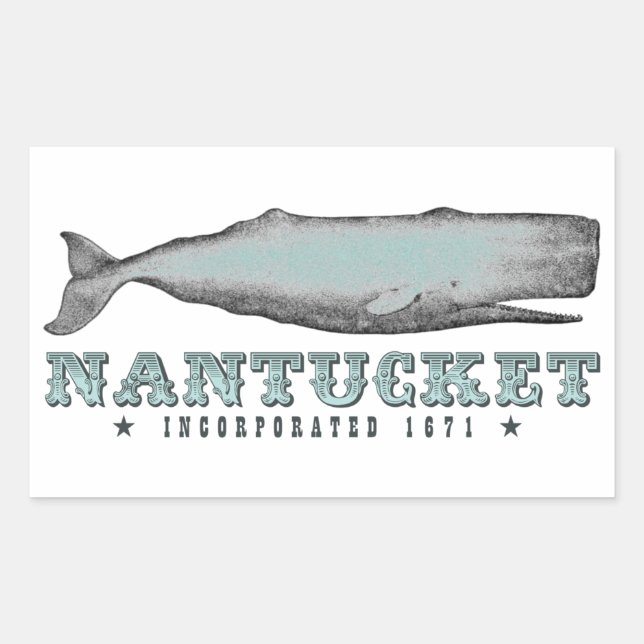 Adesivo Retangular Baleia Nantucket MÃE Inc 1671 Stickers (Frente)