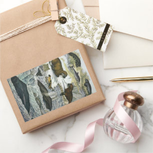 Adesivo Retangular Baleias, Focas e Walruses, Animais Marinhos Antigo