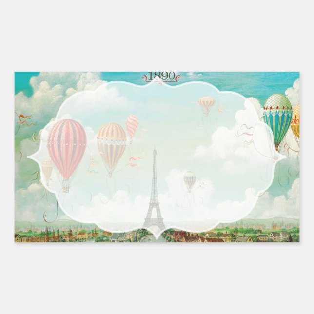 Adesivo Retangular Balões de vintagem PixDezines/eiffel/paris (Frente)