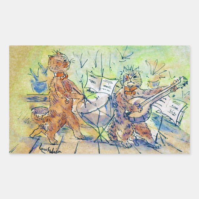 Adesivo Retangular Banda de gatos, Louis Wain (Frente)