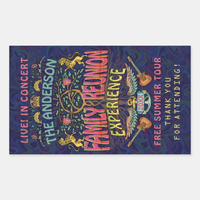 Adesivo Retangular Banda de Reunião da Família Retro 70 Concertos Obr (Frente)