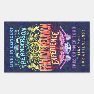 Adesivo Retangular Banda de Reunião da Família Retro 70s Concert Obri