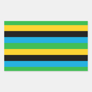 Adesivo Retangular Bandas de bandeira da Tanzânia