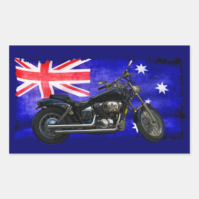 Adesivo Retangular Bandeira abaixo australiana, Design de motocicleta (Frente)