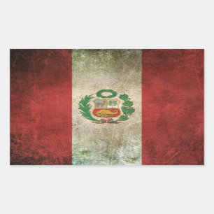 Adesivo Retangular Bandeira afligida vintage de Peru