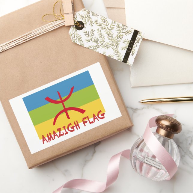 Adesivo Retangular Bandeira Amazigh - Bandeira-Drapeau Amazigh (Presentear)