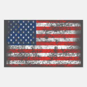 Adesivo Retangular Bandeira Americana Angustiada Patriótica