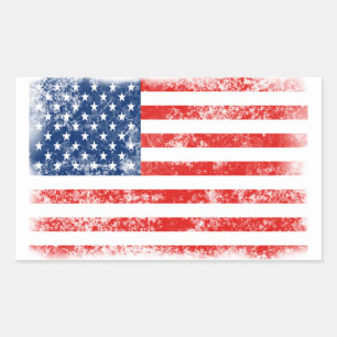 Adesivo Retangular Bandeira Americana Angustiada Patriótica