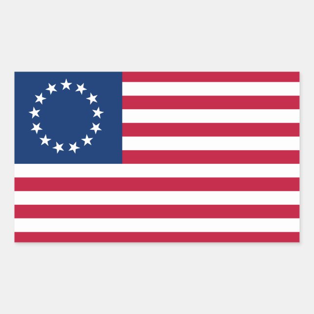 Adesivo Retangular Bandeira Americana Betsy Ross (Frente)