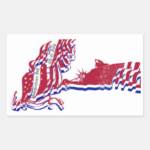 Adesivo Retangular Bandeira americana da estátua da liberdade e seu