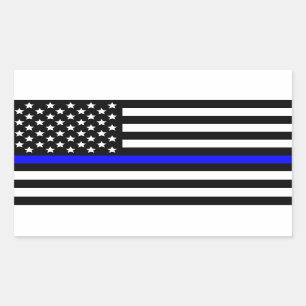 Adesivo Retangular Bandeira Americana da Linha Azul da Polícia
