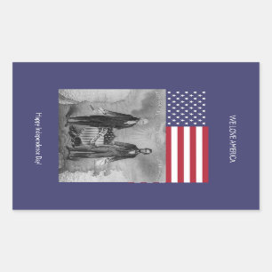 Adesivo Retangular Bandeira americana de George Washington Abraham