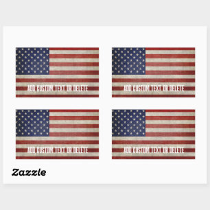 Adesivo Retangular Bandeira Americana desgastada e distressada