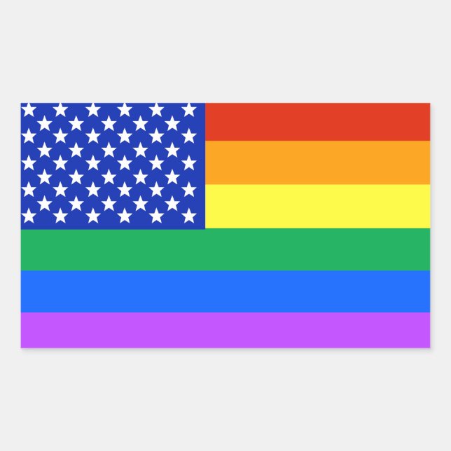Adesivo Retangular Bandeira Americana do Arco-Íris LGBT (Frente)
