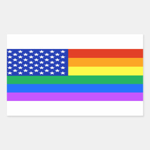 Adesivo Retangular Bandeira Americana do Arco-Íris LGBT