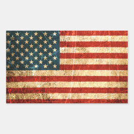 Adesivo Retangular Bandeira Americana do Vintage, cravada e Vestida