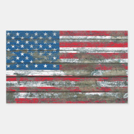 Adesivo Retangular Bandeira Americana no Efeito de Conselhos de Madei