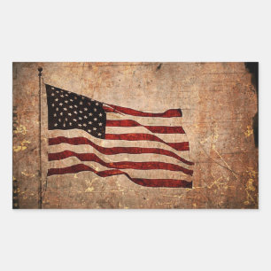 Adesivo Retangular Bandeira Americana Vintage Patriótica Dia da Indep