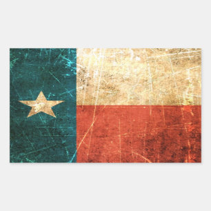 Adesivo Retangular Bandeira arrastada e vestida de Texas