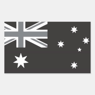 Adesivo Retangular Bandeira australiana preto e branco