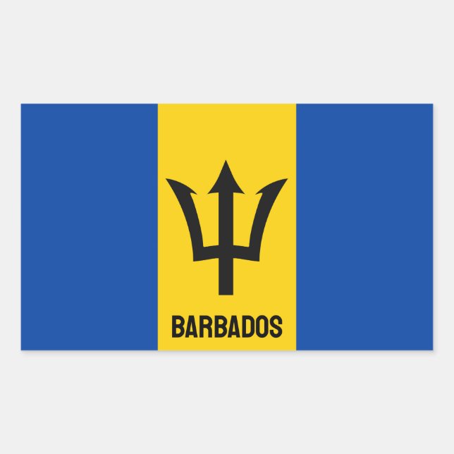 Adesivo Retangular Bandeira Barbados (Frente)