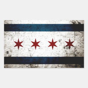 Adesivo Retangular Bandeira Black Grunge Chicago