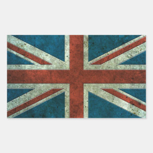 Adesivo Retangular Bandeira britânica efeito de aço envelhecido