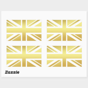 Adesivo Retangular Bandeira britânica Golden Union Jack