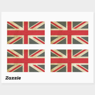 Adesivo Retangular Bandeira Britânica Vintage Union Jack