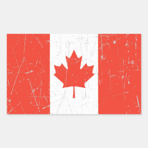 Adesivo Retangular Bandeira canadense arrastada e riscada