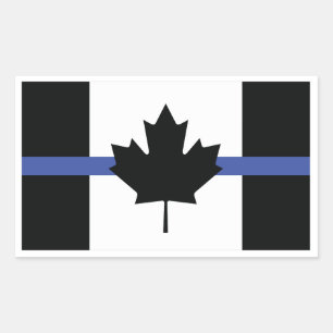 Adesivo Retangular Bandeira canadense com linha azul, linha azul fina
