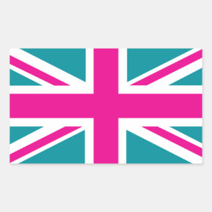Adesivo Retangular Bandeira cor-de-rosa de Union Jack Ingleses de