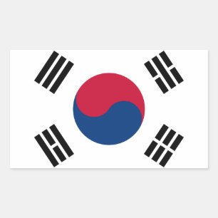 Adesivo Retangular Bandeira coreana Seoul S.K. Coreano Orgulho de