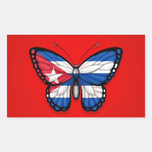 Adesivo Retangular Bandeira Cubana em Vermelho (Frente)