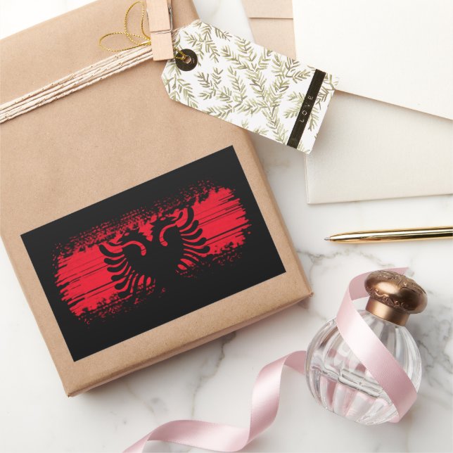 Adesivo Retangular Bandeira da Albânia (Presentear)