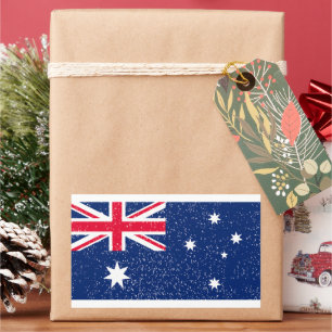 Adesivo Retangular Bandeira da Austrália, vintage